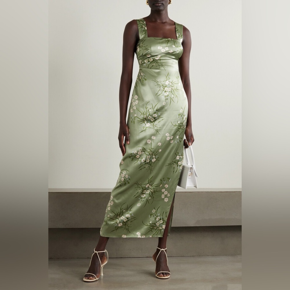 Reformation Earl Floral Silk Dress